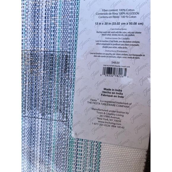 FIESTA Tableware Placemats Set of 4 marble head lapis blue striped - Picture 2 of 4